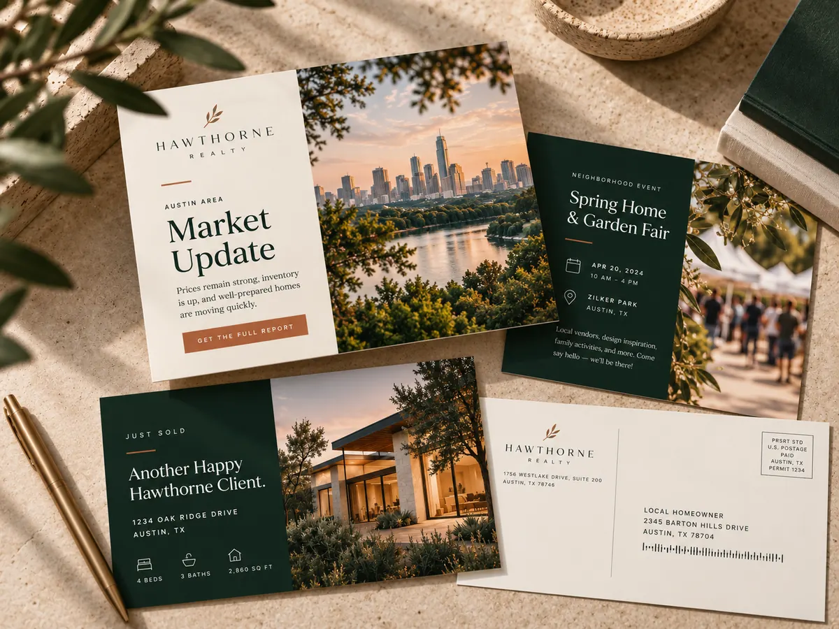 Hawthorne Realty direct mail postcards